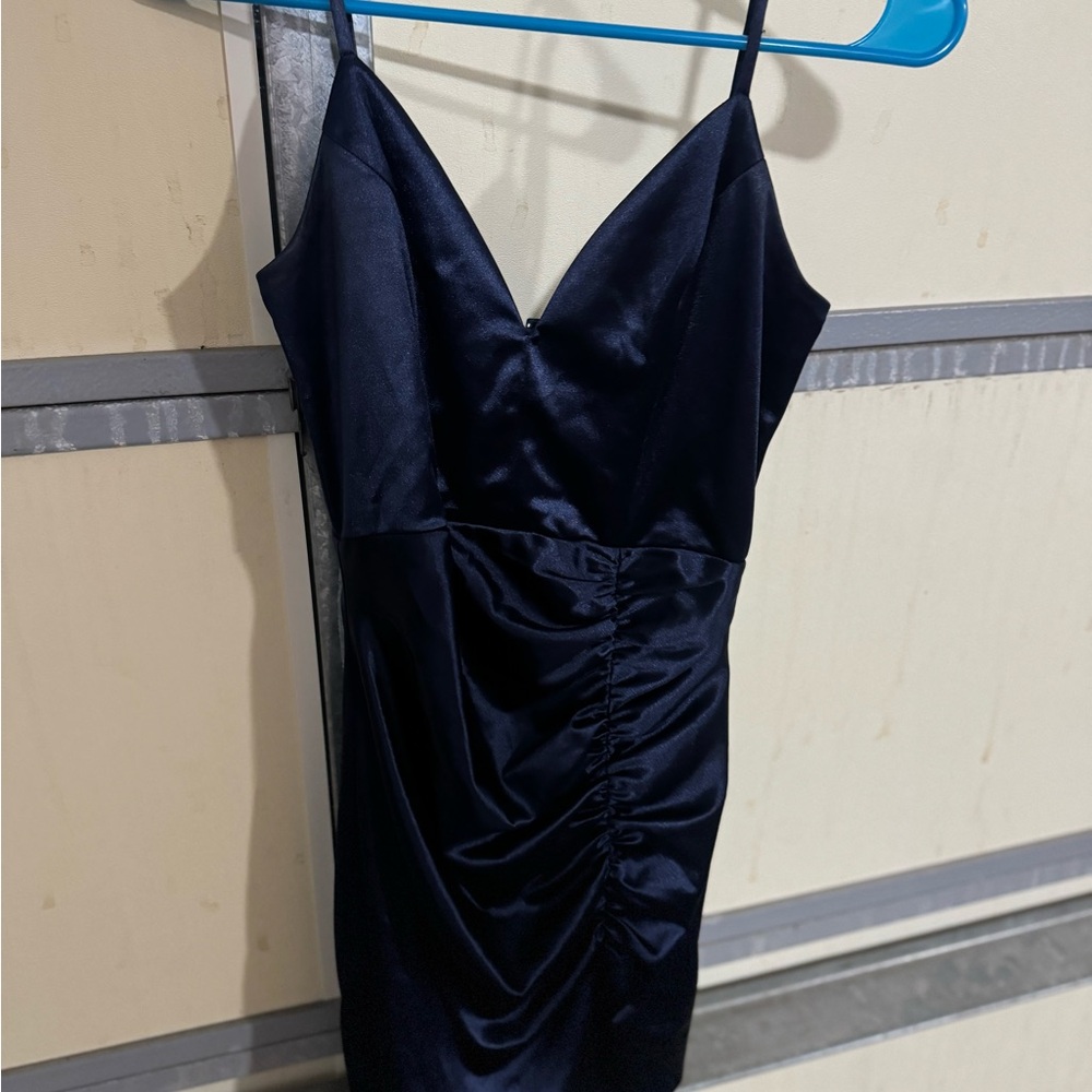 Honey and Rosie Blue Ruched Bodycon Dress